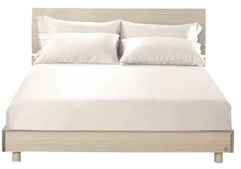 LILYSILK Silk Fitted Sheet 19 Momme 100% Mulberry Silk 30cm Deep Pocket Breathable Hypoallergenic Super Smooth Bottom Sheet Ivory, Super King 180x200+30cm