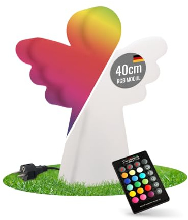 8 seasons design LED Engel 40 cm Shining Angel, RGB Farbwechsel, dimmbar, mit Fernbedienung - winterfest - Weihnachtsengel für außen und innen, Weihnachtsbeleuchtung, Taufe, Kommunion, Konfirmation
