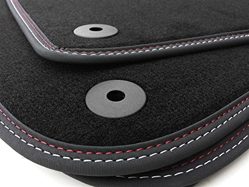 kh Teile Fußmatten passend für A6 S6 RS6 (C6 4F) Premium Qualität Velours Autoteppiche schwarz 4-teilig Doppelnaht rot weiß