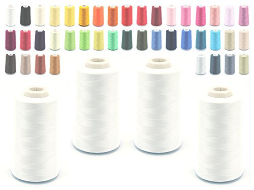 Schnoschi 4 Konen Overlockgarn 40/2 (120), 5000 Yard (4570 Meter), Nähgarn, weiß
