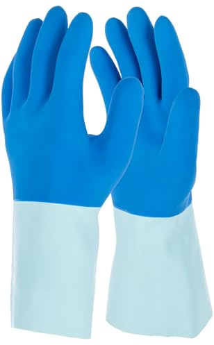 KERBL works Chemikalienschutzhandschuh Fletex, wasserdicht, 8/M | 1 Paar, Blau, wasserdicht, Latex, lebensmittelecht , Fließenlegerhandschuhe, mit Stülpe, Läne 30 cm