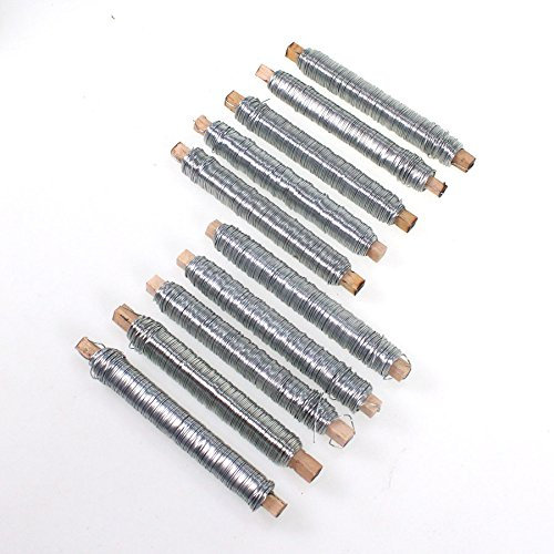 N/A 10 Rollen Wickeldraht verzinkt Silber Blumendraht Bindedraht a 100g 0,65mm 1kg
