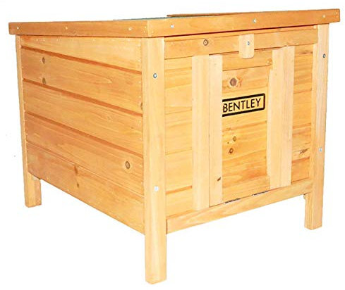 CHARLES BENTLEY Pet Hutch, Guinea Pig, Hedgehog, Tortoise, Cat, Bird, Hutch, Shelter Box, Hut, House, Natural FSC Wood, Ramp With Runners, Stay Arm, Asphalt Roof, Waterproof (51.5x43x42cm)