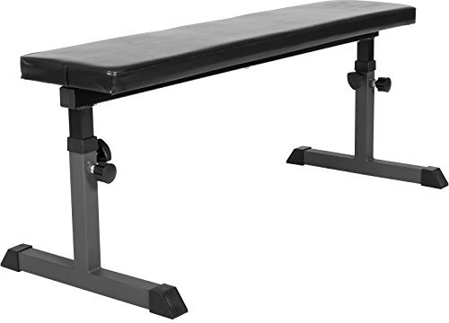 GYRONETICS® Hantelbank - Verstellbar, 112 x 46 x 44-56 cm, bis 200 kg Belastbar, aus Stahl, Schwarz - Flachbank, Trainingsbank, Fitnessbank, Bankdrücken, Bauchtrainer, Fitnessgeräte für Zuhause