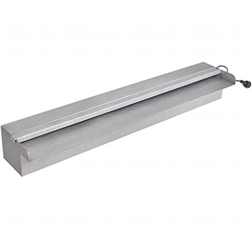 vidaXL Fuente Rectangular Patio Exteriores Jardín Estanque Aire Libre Terraza Decoración Bomba de Agua Piscina con LED Acero Inoxidable 60cm