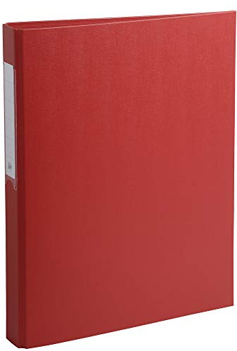 Exacompta 54385E Ringbuch 2 Ringe Füllhöhe 25mm, Rücken 40mm, aufgeklebtes Rückenschild, für DIN A4 Kunststoffbezug aussen und innen, rot