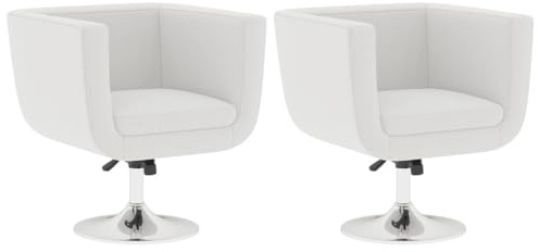 vidaXL 2 Stücl Set Lounge Sessel Ledersessel Weiß Drehstuhl Cocktailsessel
