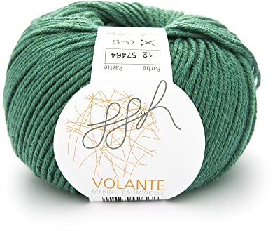 ggh Volante - Merinowolle mit Baumwolle - 50g Wolle zum Stricken oder Häkeln - Farbe 012 - Grün