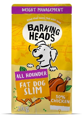 Barking Heads - Alimentation sèche pour chien à faible teneur en calories - Fat Dog Slim - 100% naturelle, poulet élevé en liberté, sans saveurs artificielles, formule faible en matière grasse, important pour la santé des articulations, 2 kg