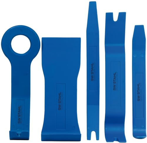 SW-Stahl 94890L Montagekeilsatz, 5-teilig - Hebelwerkzeug aus Kunststoff | Zierleistenkeile Set für Türverkleidung und Armaturenbrett - 160 bis 200 mm langes Lösewerkzeug aus Spezialkunststoff
