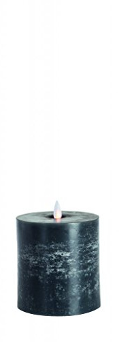 Sompex 35196 Flame Echtwachs LED Kerze, Flach - Fernbedienbar und integrierter Timer, anthrazit, 10 x 10.5 cm