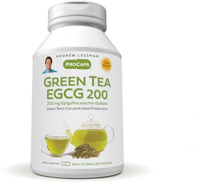 ANDREW LESSMAN Green Tea EGCG 200mg - 360 Capsules - 200 mg EGCG, Powerful Anti-oxidant Support for Healthy Liver Function, Immune, Brain, Heart and Circulatory Systems. No Additives