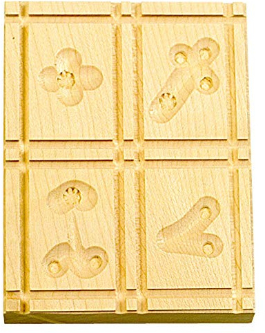 Städter 847033 Springerles- Model 4 Bilder Backform, Holz, braun, 12 x 10 x 3 cm,