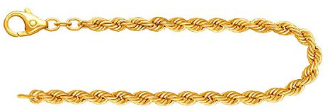 EDELIND Armband Damen 585 Gold 3.8 mm Bracelet Kordelkette hohl 14 K Gelbgold Länge 18.5 cm Armkette Echtgold mit Karabinerverschluss Goldarmband mit Schmuck Geschenk Box Made in Germany
