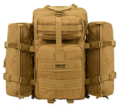 Seibertron S.J.B.B-1 Falcon Rucksack - Taktischer, wasserabweisender Rucksack für Wandern, Camping und Kompakte Einsätze (Khaki 37L(1+ 2))