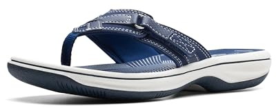 Clarks Women's Breeze Sea Flip-Flop, Navy Synthetic, 7