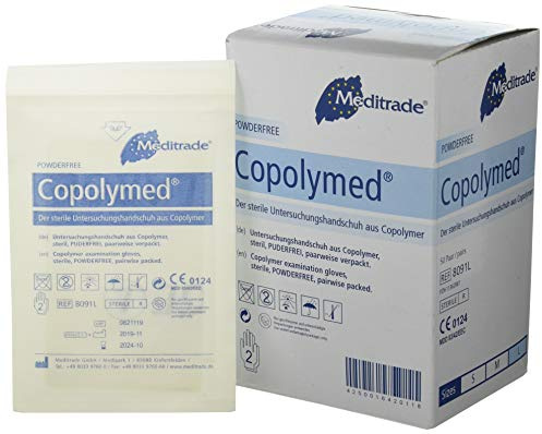 Meditrade 8091L Copolyme Sterile Individually Wrapped Sterile Examination Gloves, Powder Large (Pack of 100)
