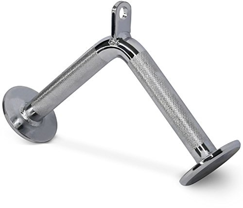 Yes4All Lats-kabelfäste, tricepspress-stång med diamanträfflat handtag, håller för upp till 400 kg (krom – V-format fäste