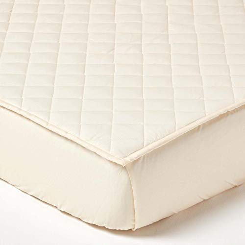 HOMESCAPES Housse de Protection de Matelas Ecologique Couleur Crème de 90 x 190 cm en Pur Coton Bio d'Eypte avec 150 Fils/cm²
