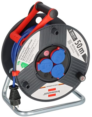 Brennenstuhl Garant IP44 Kabeltrommel (50m, Spezialkunststoff, kurzfristiger Einsatz im Außenbereich, Made in Germany) grau