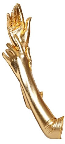 krautwear® Damen Finger Handschuhe Metallic ca. 44 cm Lang Gold Silber