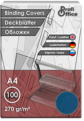 ProfiOffice® Deckblätter, DIN A4, Lederoptik, blau, A4 270g/m², 100 Stück (29005)