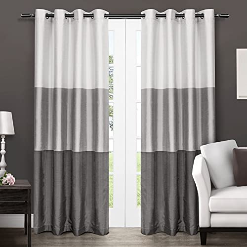Exclusive Home Curtains Chateau Grommet Top Panel Pair, Black Pearl, 54x96, 2 Piece