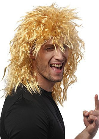 WIG ME UP - 90683-ZA35 Perruque Femmes Hommes Carnaval, Boucles Sauvages, Velu, Prolo mulet, crinière, Blond Clair Blond doré