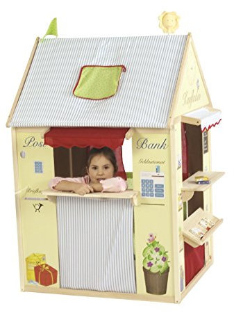 roba Spielhaus-Kombination, Rollenspiel Haus für Kinder, verwendbar als Kaufladen, Kasperletheater, Tafel, Schalter für Post/Bank/Kiosk