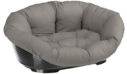 Ferplast Panier Chien avec Coussin en Coton Lavable, Lit pour Chien Rembourré, Corbeille en Plastique, Fond Perforé, Antidérapant, 85 x 62 x h 28,5 cm, Taupe