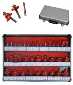 Frese pantografo/fresatrice verticale/Punte lavorazione legno set 35 pezzi in valigetta gambo 6mm