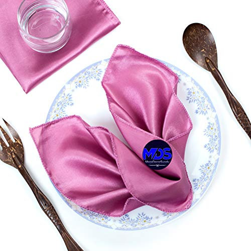 MDS 100 Stück Hochzeit Satin 30,5 x 30,5 cm quadratische Abendessen Servietten oder Taschentücher für Hochzeit Bankett Dekoration – Altrosa