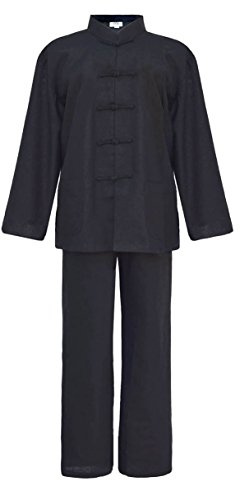 Laciteinterdite Herr blå bomull Tai chi, Qi Gong, kung fu kostym, svart, L