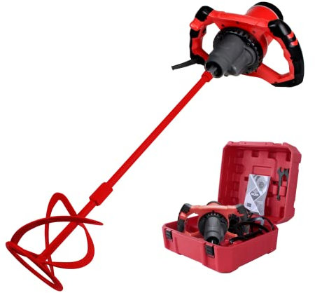 RUBI 24958 | Mezclador Eléctrico 1200W | Mezclado de Adhesivos Cementosos, Resinas, Pinturas y Otros Materiales | Caja Reductora de 2 velocidades | RUBIMIX-9 N 230V 50/60Hz + Maleta de Transporte