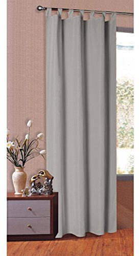 Gardinenbox Tenda Opaca, Tinta Unita, con Passanti, Realizzata in Raso e Microfibra, cod. prod. 20400, Grau, 225 x 140 cm