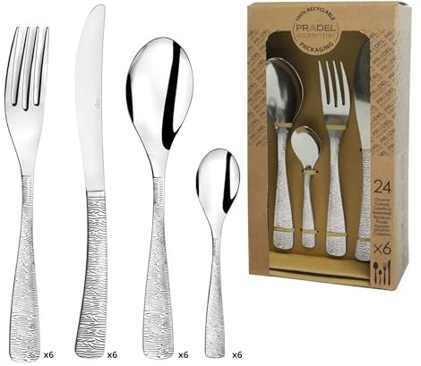 Amefa Ethnic 7437459 – Servizio da 24 Posate in Acciaio Inox, Colore: Grigio, 26 x 14 x 8 cm