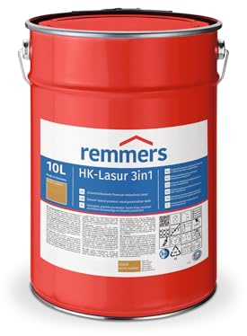 Remmers HK-Lasur 3in1 eiche rustikal, 10 L, Holzlasur aussen, 3in1: Imprägnierung, Grundierung & Lasur, Holzschutz vor Feuchtigkeit & UV-Strahlung