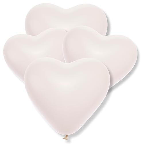 Premium Herzluftballons in Weiß - Made in DE - 100% Naturlatex & 100% biologisch abbaubar – 50 Stück - Geburtstag Party Karneval - für Helium geeignet - twist4®