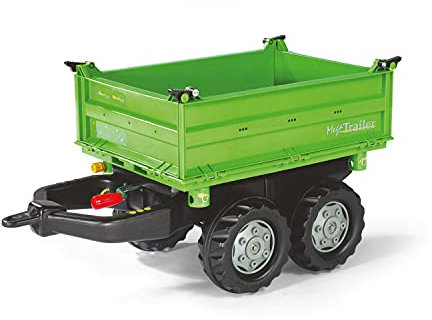 ROLLY TOYS 121502 - Rolly Mega Trailer Traktoranhänger (für Kinder von 3-10 Jahre, Zweiachsanhänger, Dreiseitenkipper), 88 cm × 45 cm × 47 cm