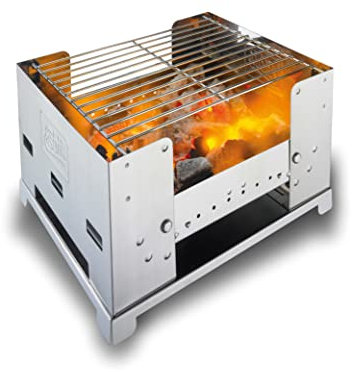 Esbit Griglia a Carbonella BBQ300S | Acciaio Inox | 3 Niveles | Cucina da Trekking | Accamparsi | Grigliate all'aperto