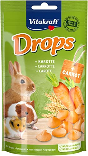 Vitakraft Drops, Leckerlis für Hasen und Hamster, mit Karotte, ideal zum Verwöhnen, ohne Zusatz von Zucker (1x 75g)