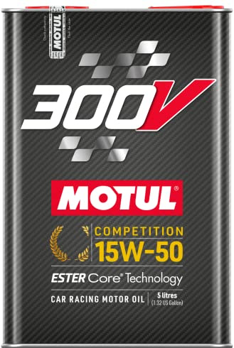 Motul 110861 | Motul 300 V Competition ESTER Core Technology bil racing motor olja | högpresterande syntetisk motorolja | viskositet 15W-50, SAE J 300 | 5 liter