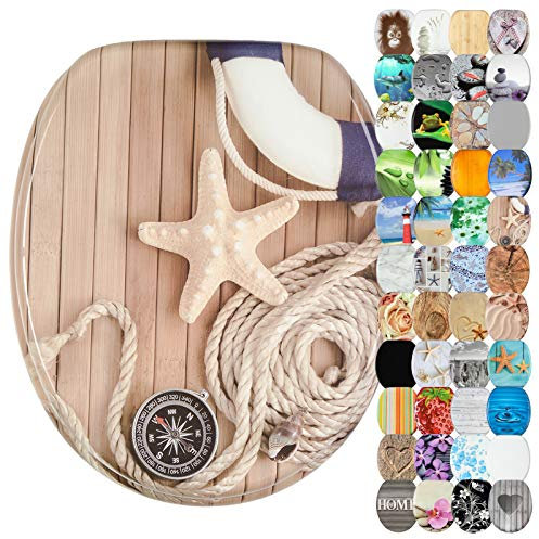 Sanilo WC-Sitz mit Absenkautomatik I Hochwertiger Toilettensitz aus Holz I Toilettendeckel in verschiedenen Motiven (Maritim)