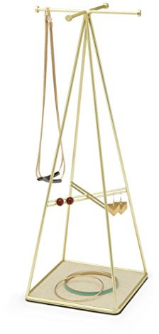 Umbra Prisma Schmuckständer und Schmuckaufbewahrung, Metall, Matt Gold,, 13.3 x 12.7 x 36.2 cm