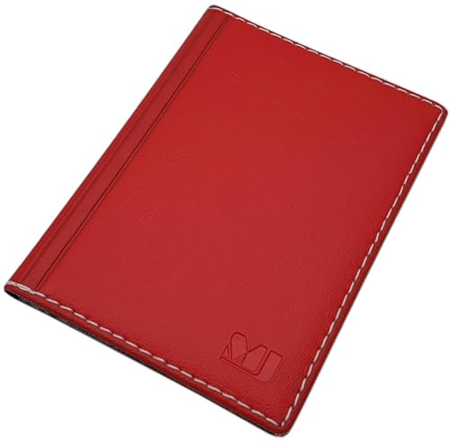 myledershop Elegantes Ausweisetui/Ausweishülle/Kreditkartenetui mit Kontrastnaht 12 Fächer MJ-Design-Germany Made in EU Designs (Design 1 / Rot)