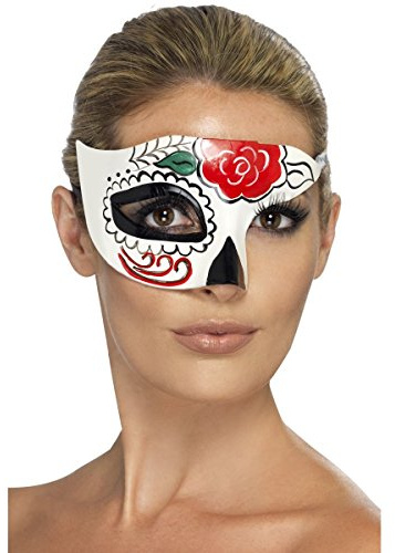 Smiffys Tag der Toten Halbmaske weiss-bunt