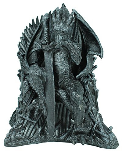 colourliving Dekofigur Drachenfigur Drache auf Thron mit Schwert Mystic Gothic Fantasy Figur