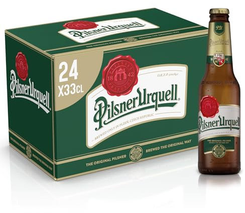 Pilsner Urquell Birra Pils, Cassa Birra Con 24 Birre In Bottiglia Da 33 Cl, 7.92 L, Gusto Pieno Intensamente Luppolato, Gradazione Alcolica 4.4% Vol