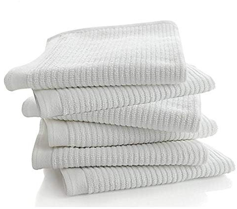 Living Fashions Bar Mop Kitchen Bathroom Cleaning Towels, Set Of 6, Size 16” X 19”, First Quality, 100% Cotton, Color, Machine Washable 16 x 19 Brilliant White