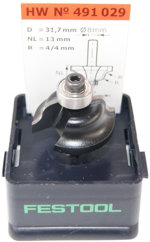 Festool Doppelradienfräser HW S8 D31,7 - Profilfräser R4/R4 | Kugellagergeführter Fräser für Plattenkanten, Zierleisten und profilierte Konturen – Schaft 8 mm, Artikel-Nr. 491029